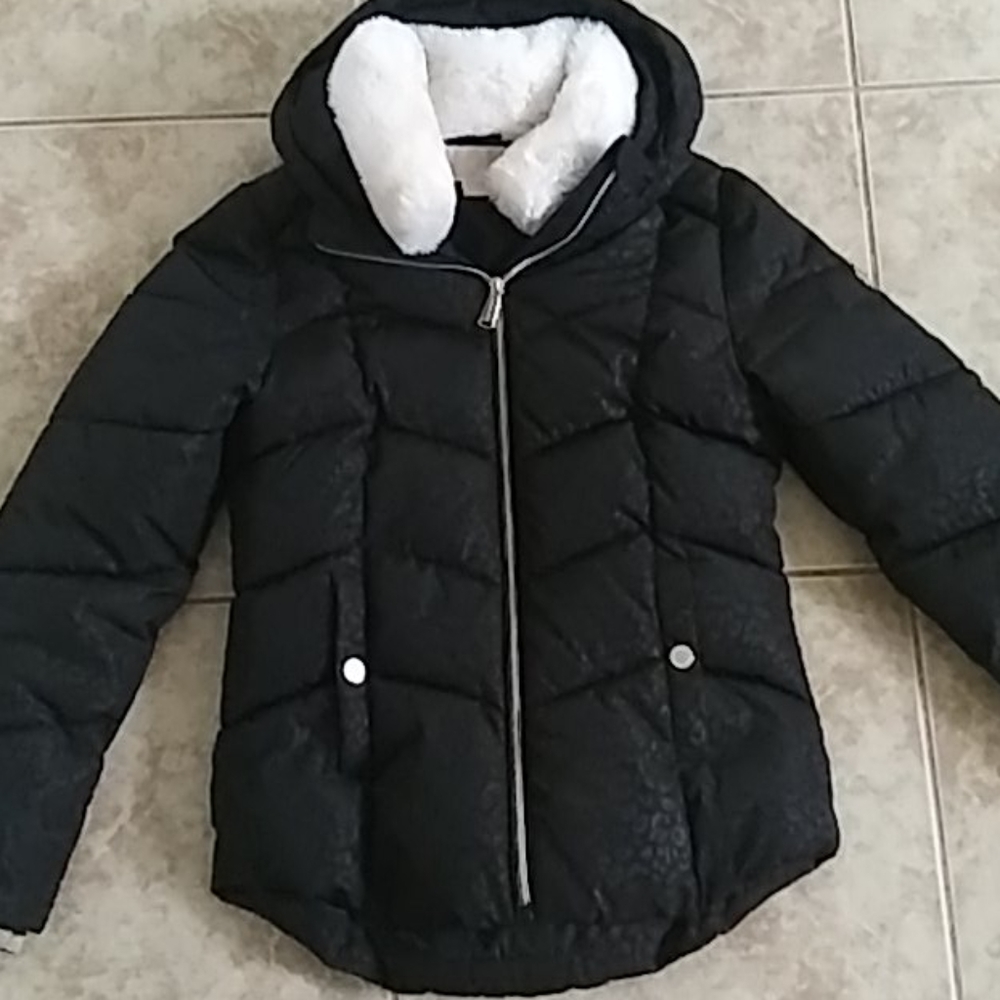 Michael Kors Puffer Jacket 16 Black Warm White fur